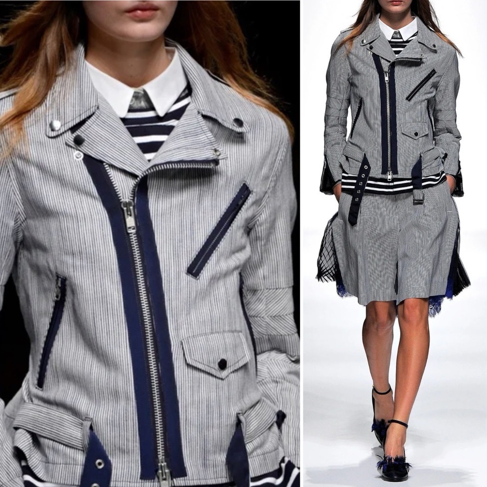 SACAI 2013 Runway Railroad Stripe Riders‎ Motorcycle Jacket